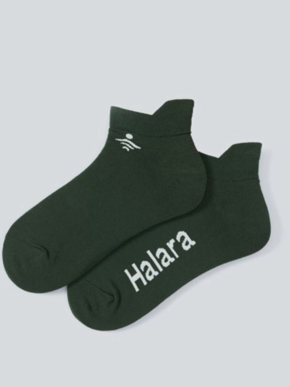 Halara Letter Print Pickleball Ankle Socks Dark Green - one size
